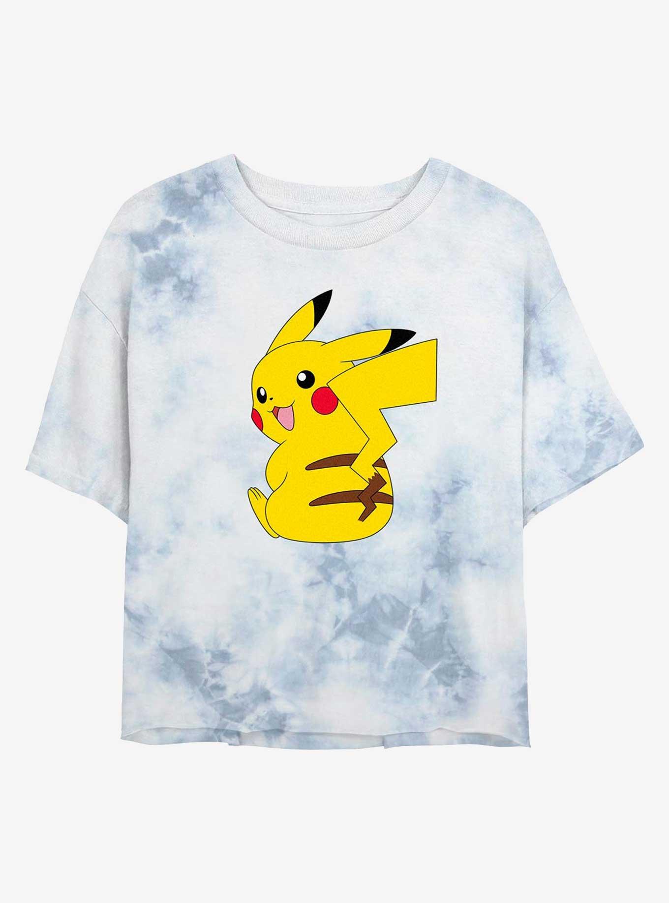 Pokemon Cheeky Pikachu Tie-Dye Womens Crop T-Shirt, WHITEBLUE, hi-res