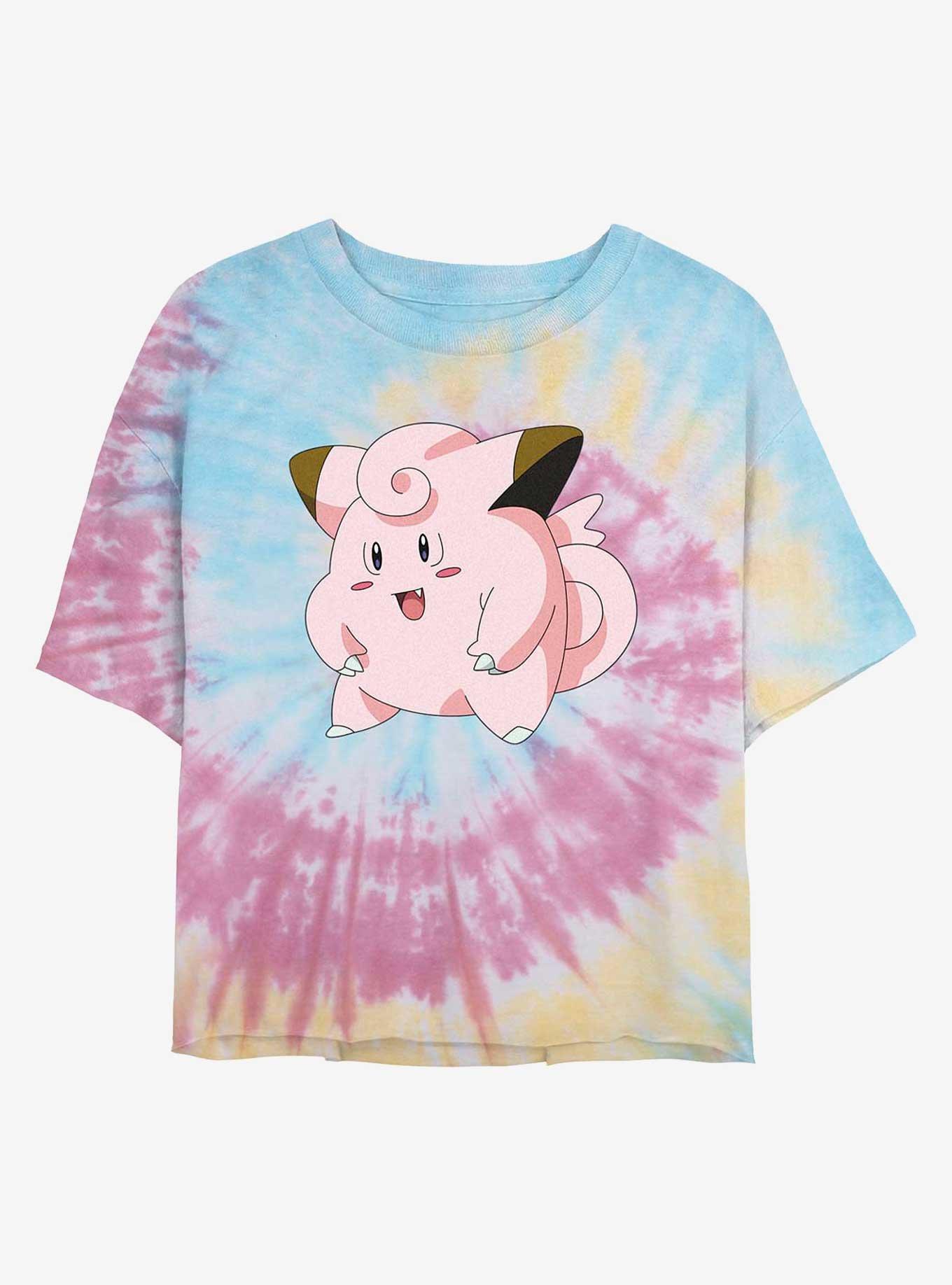 Pokemon Clefairy Pose Tie-Dye Womens Crop T-Shirt, BLUPNKLY, hi-res