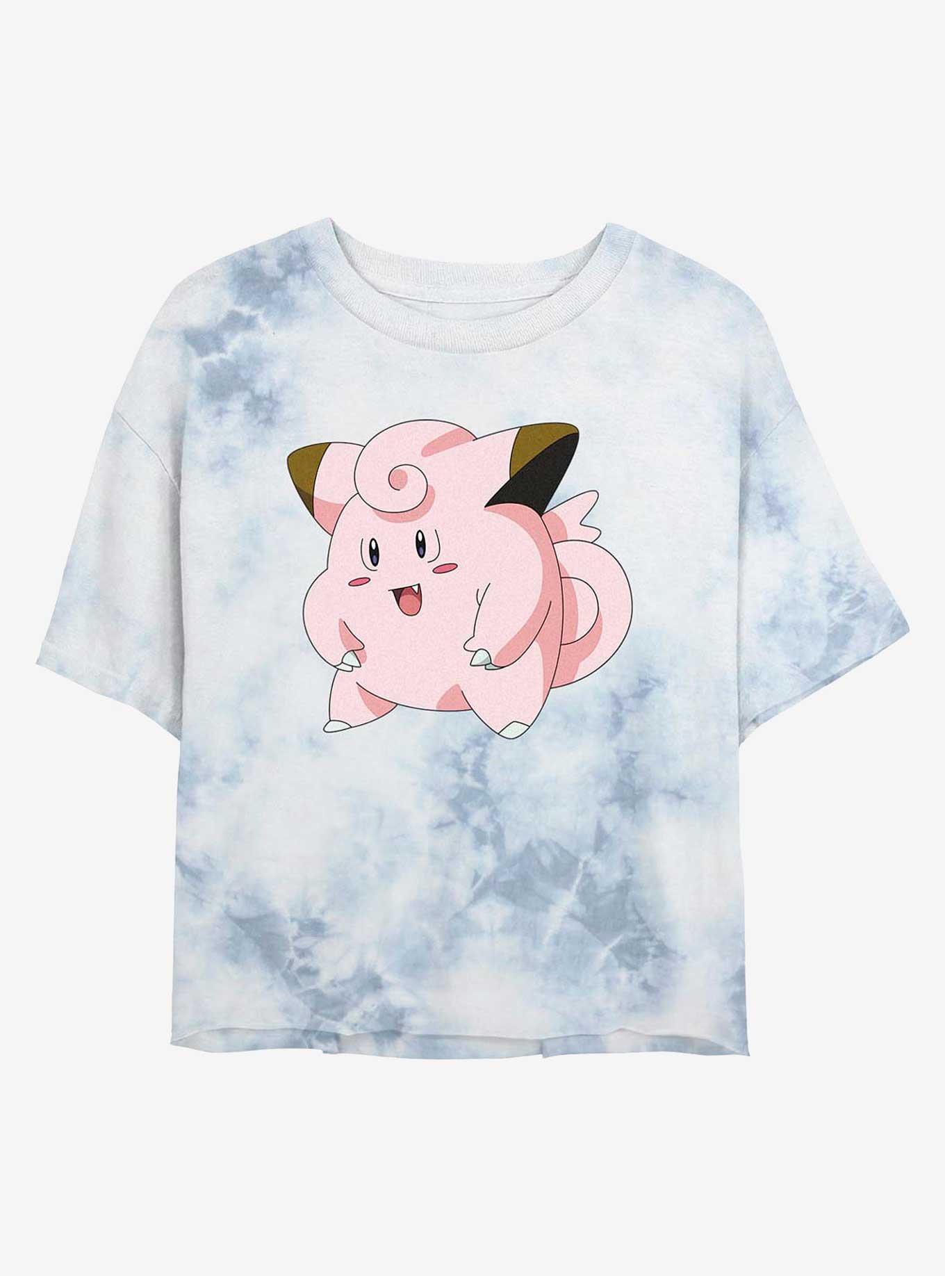Pokemon Clefairy Pose Tie-Dye Womens Crop T-Shirt, WHITEBLUE, hi-res