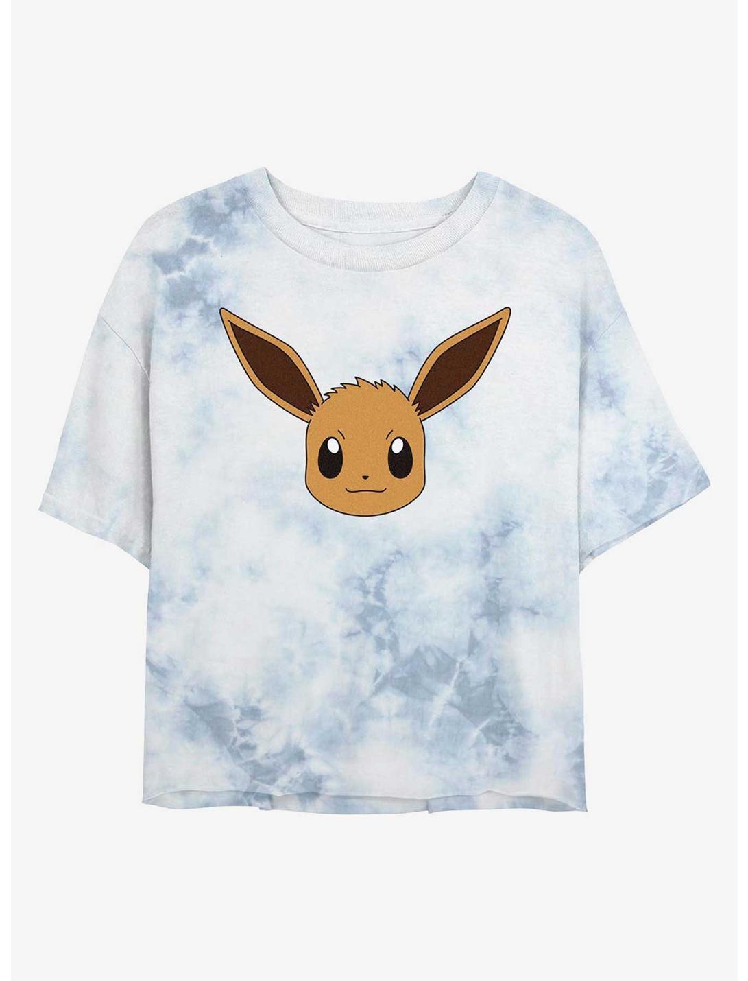 Pokemon Eevee Face Tie-Dye Womens Crop T-Shirt, WHITEBLUE, hi-res