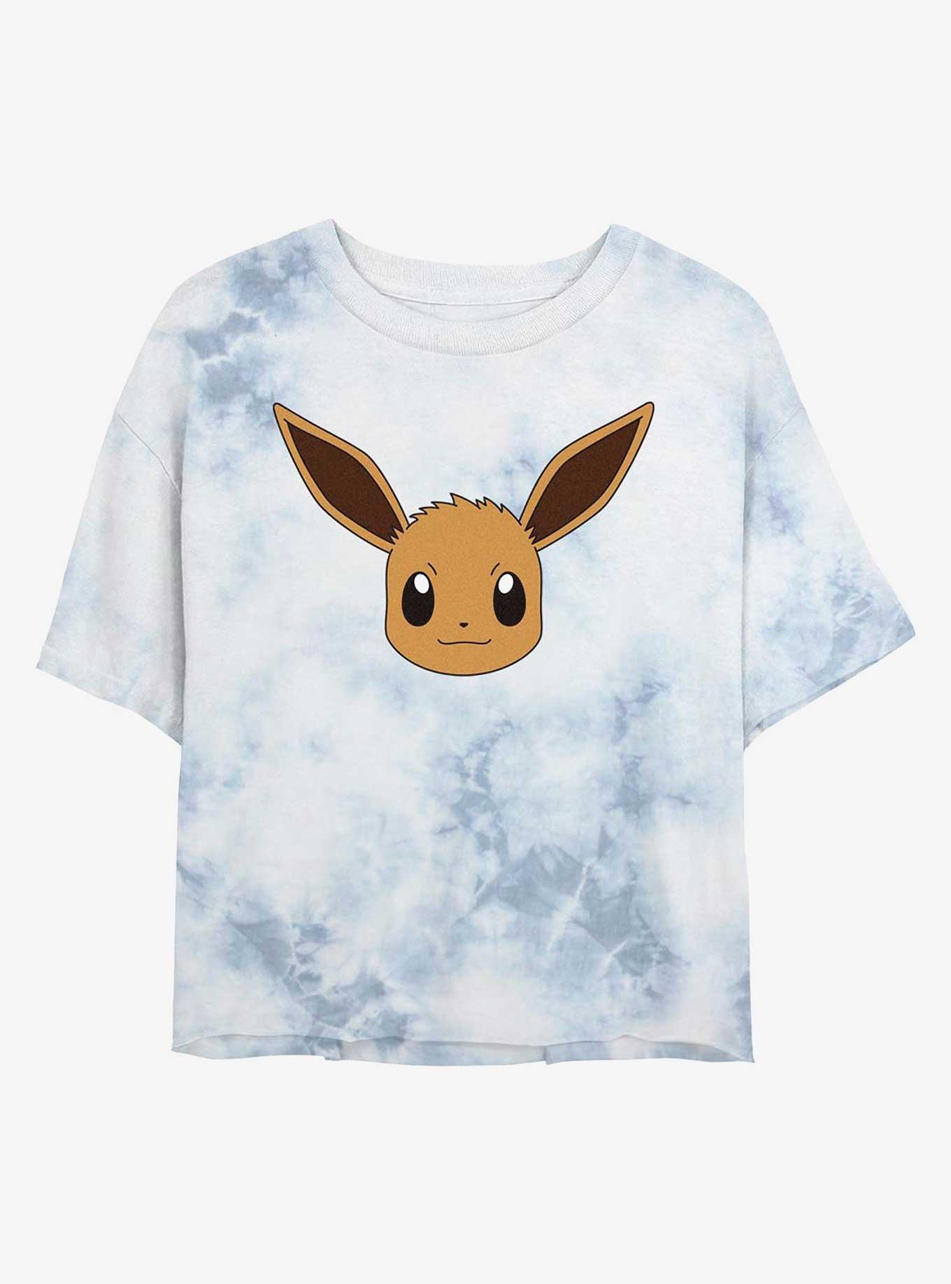 Pokemon Eevee Face Tie-Dye Womens Crop T-Shirt, WHITEBLUE, hi-res