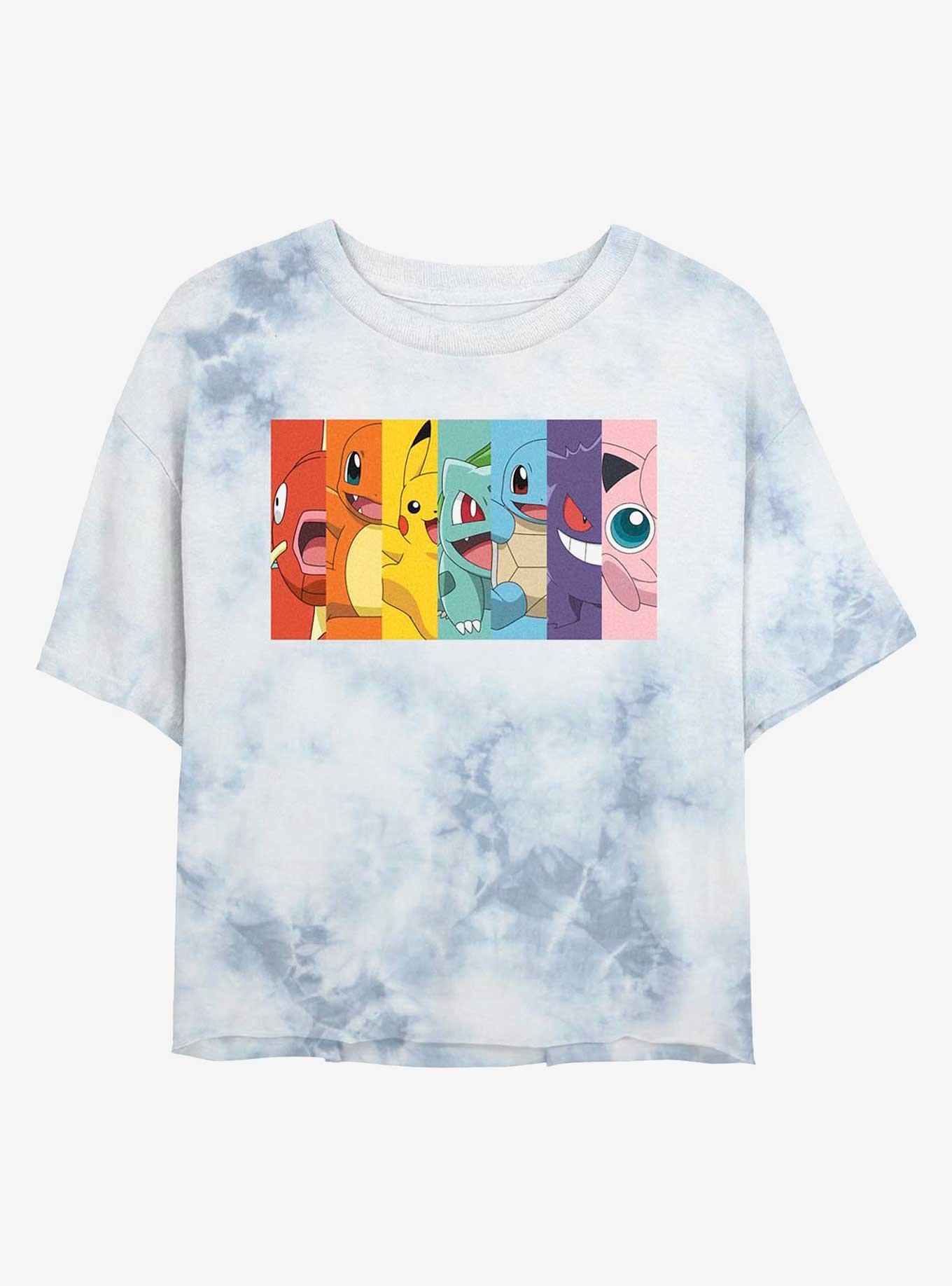 Pokemon Rainbow Faces Tie-Dye Womens Crop T-Shirt, WHITEBLUE, hi-res