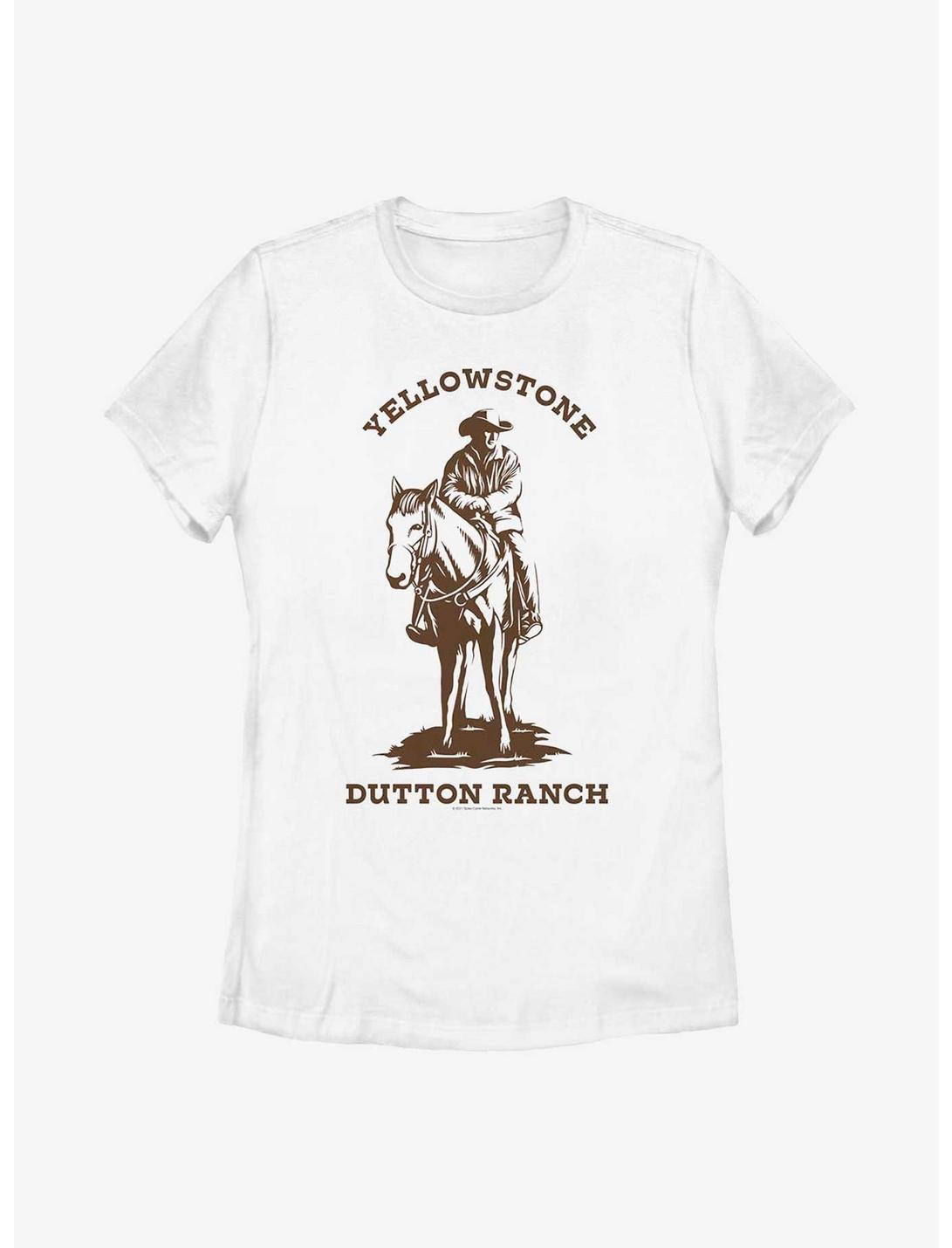 Yellowstone Man On Horse Brown Womens T-Shirt, WHITE, hi-res