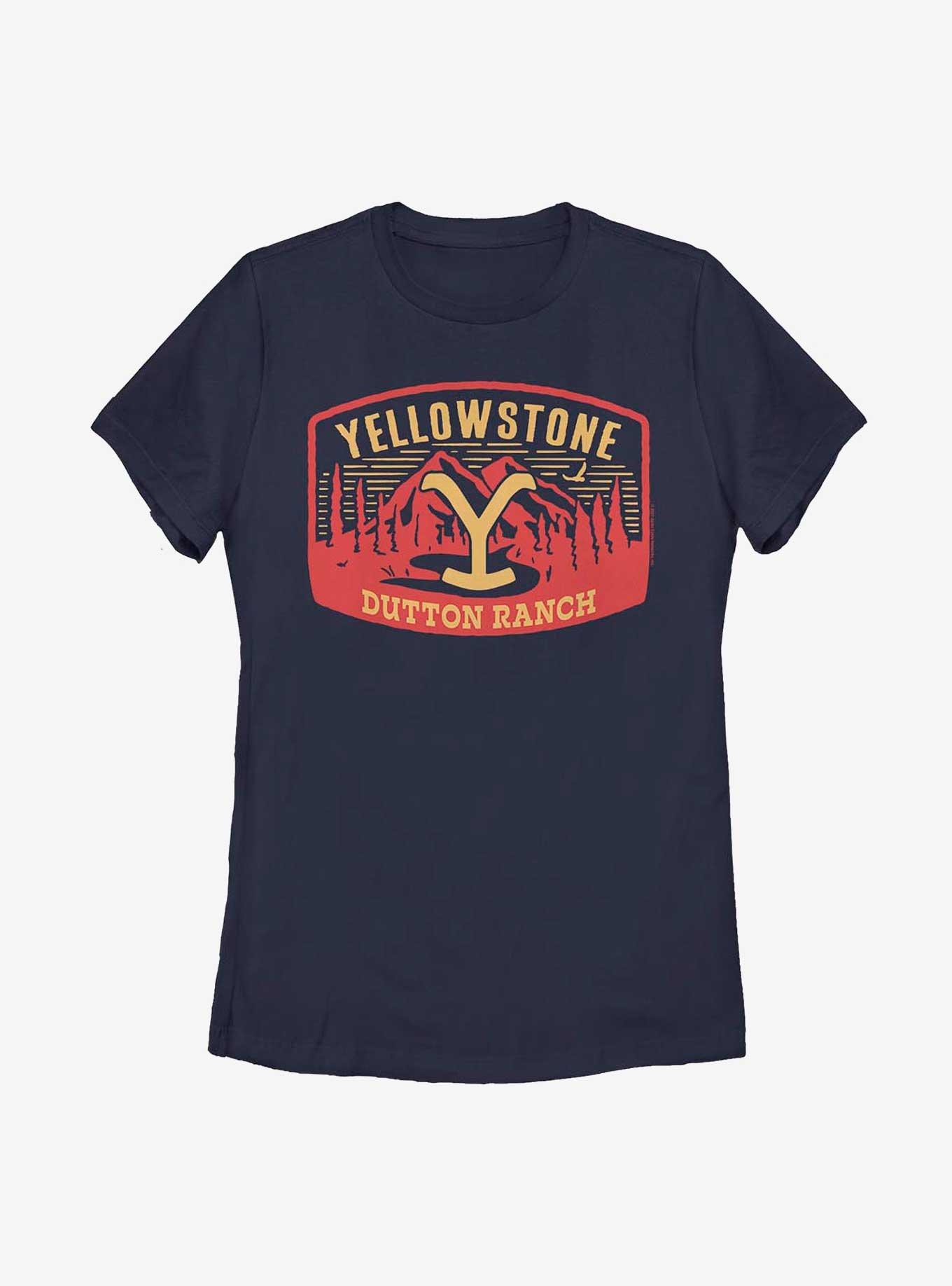 Yellowstone Mountains Womens T-Shirt, NAVY, hi-res