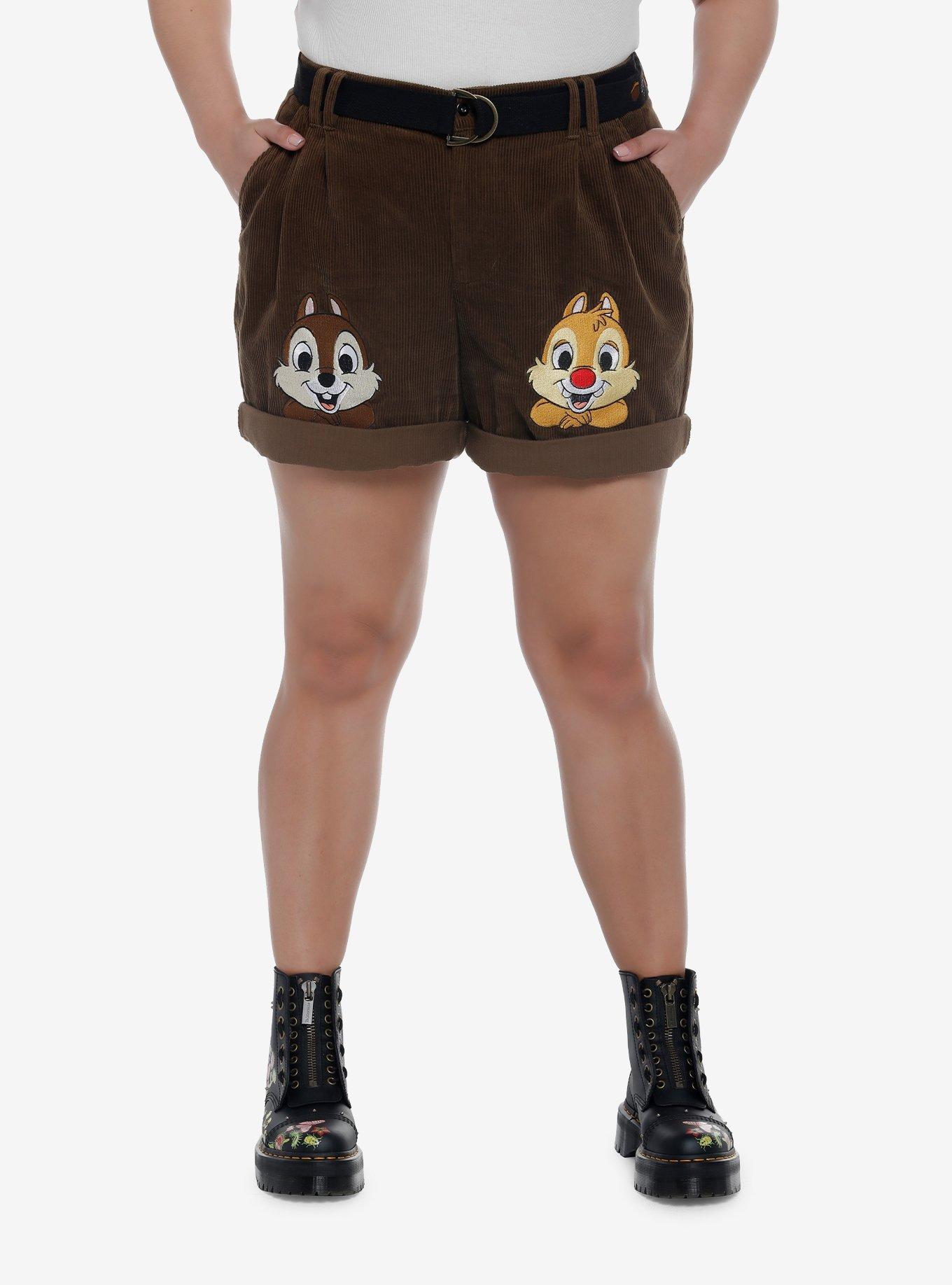 Her Universe Disney Chip 'N' Dale Corduroy Shorts Plus Size, BROWN, hi-res