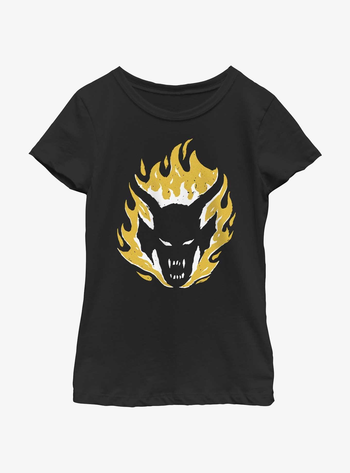 Stranger Things Demon Head Youth Girls T-Shirt, BLACK, hi-res