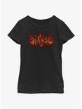 Stranger Things Fire Logo Youth Girls T-Shirt, BLACK, hi-res
