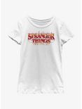 Stranger Things Fire Logo Youth Girls T-Shirt, WHITE, hi-res