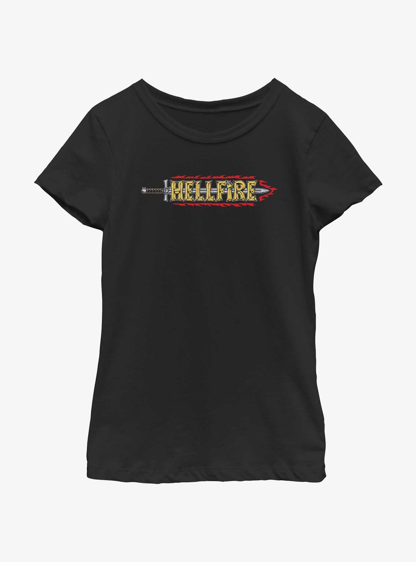 Stranger Things Hellfire Sword Logo Youth Girls T-Shirt, BLACK, hi-res