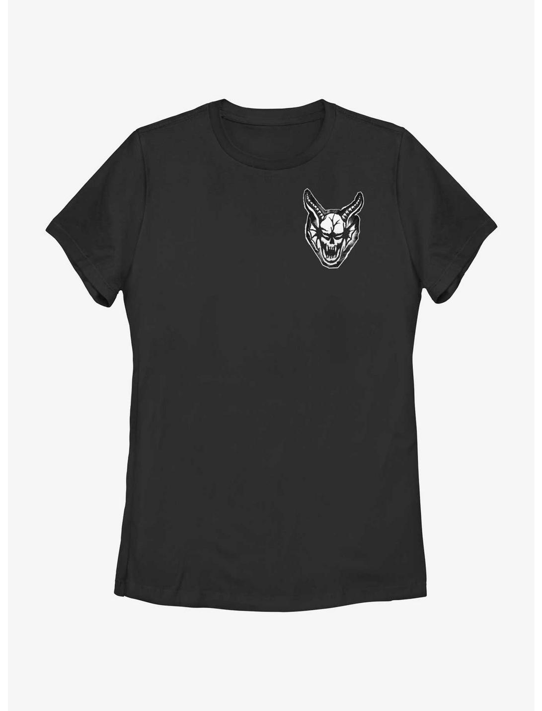 Stranger Things Cutout Demon Head Pocket Womens T-Shirt, BLACK, hi-res