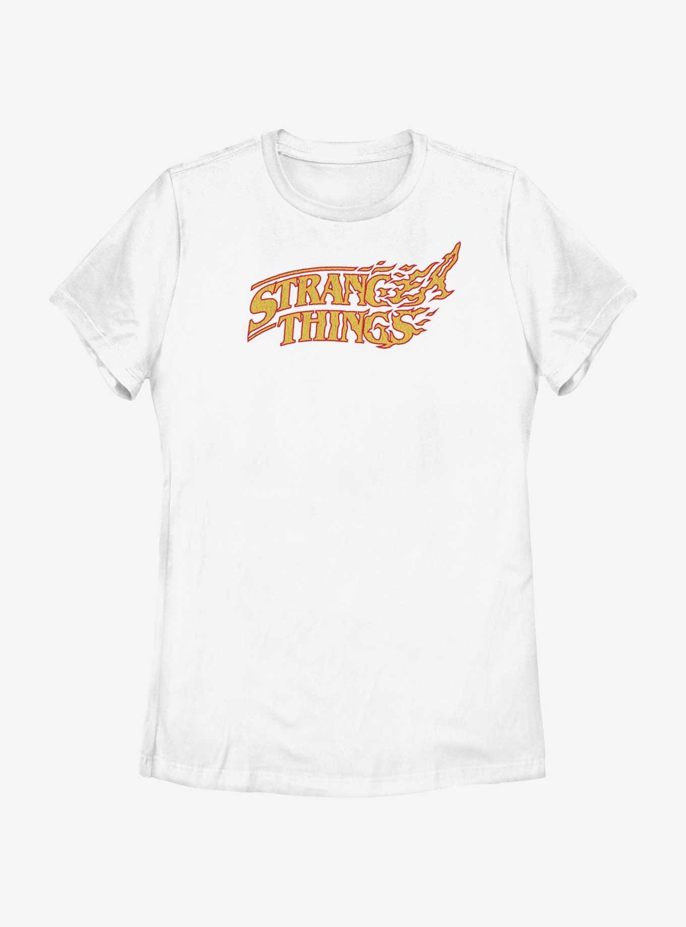 Stranger Things Vanishing Fire Logo Womens T-Shirt, WHITE, hi-res