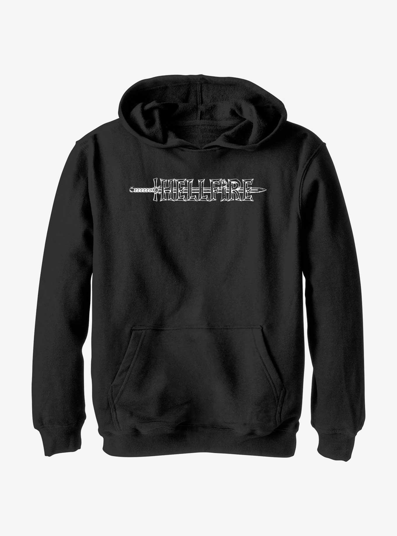 Stranger Things Hellfire Sword Logo Youth Hoodie, , hi-res