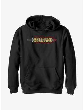 Stranger Things Hellfire Sword Logo Youth Hoodie, , hi-res