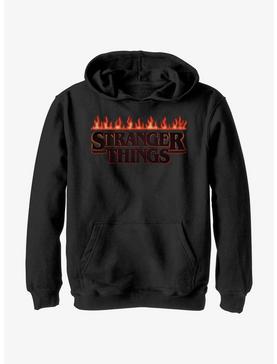 Stranger Things Logo On Fire Youth Hoodie, , hi-res