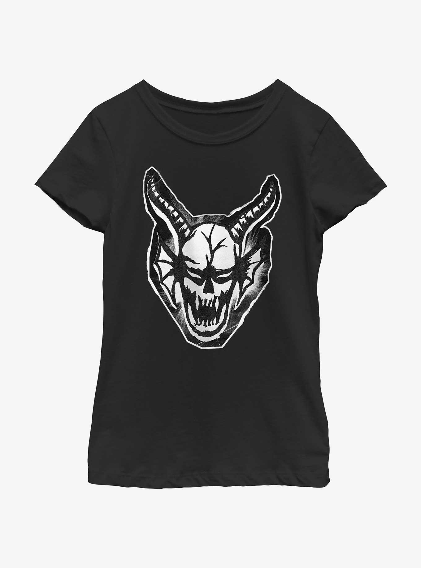 Stranger Things Cutout Demon Head Youth Girls T-Shirt, BLACK, hi-res