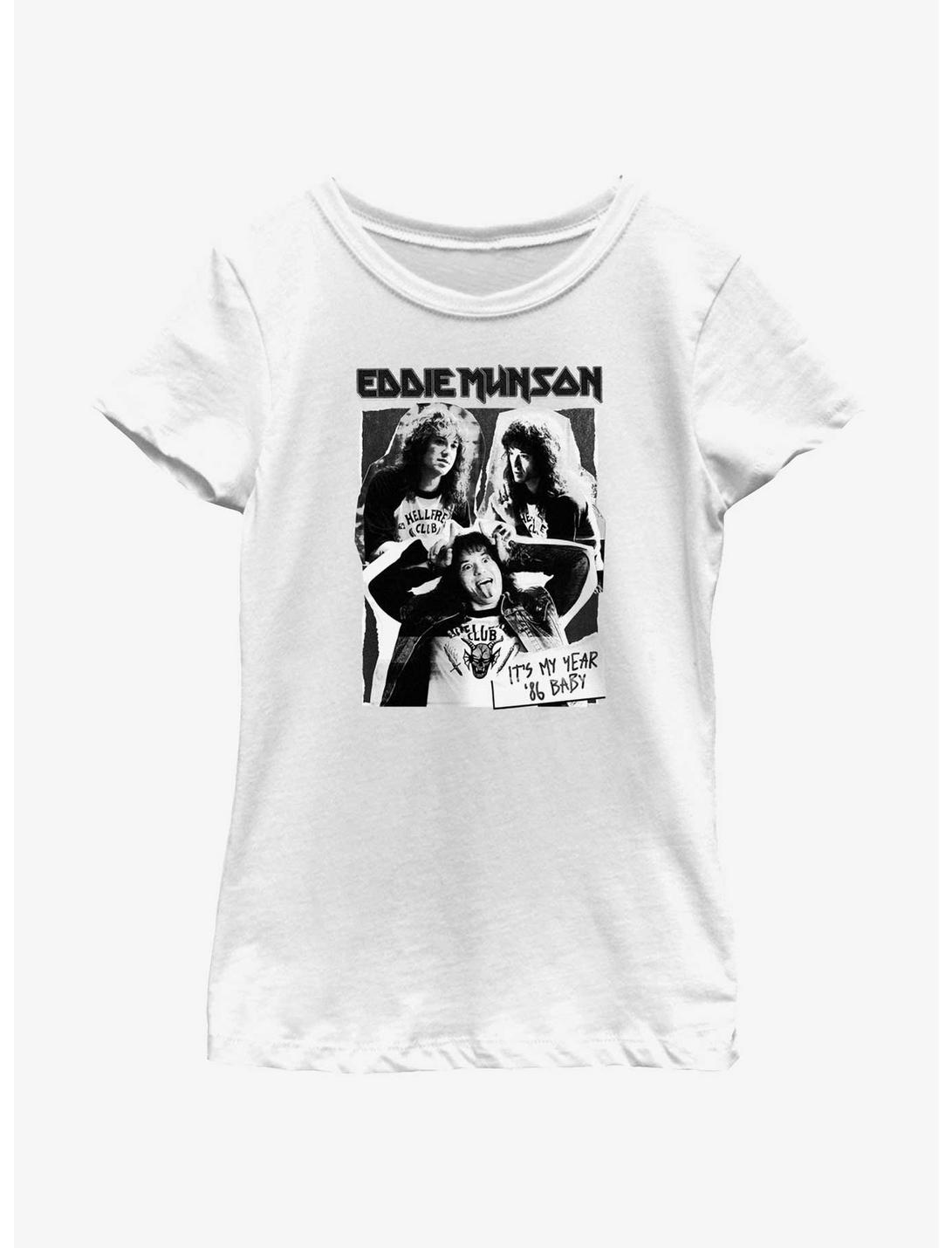 Stranger Things Eddie Munson Cutout Poster Youth Girls T-Shirt, WHITE, hi-res
