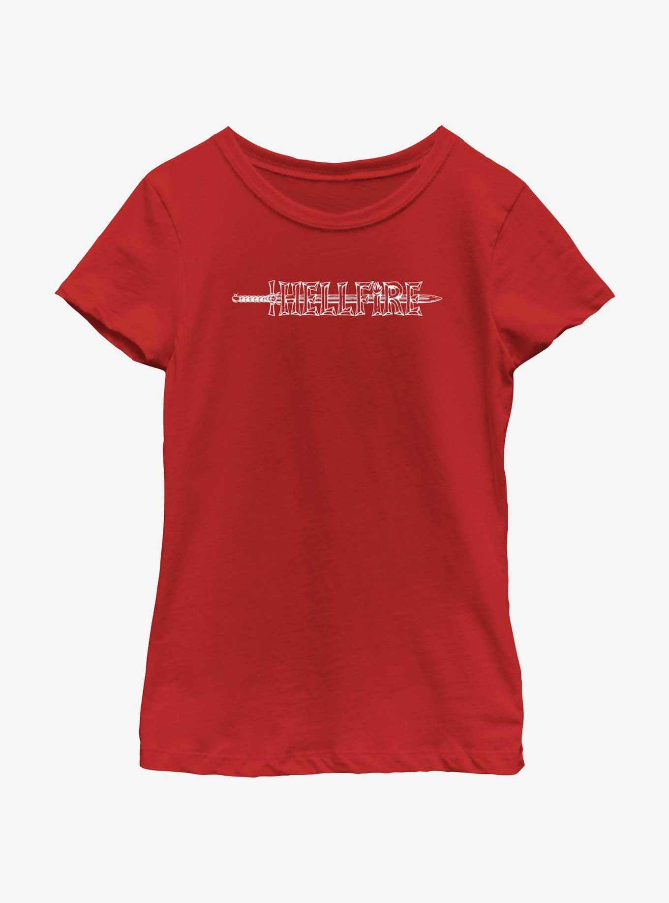 Stranger Things Hellfire Sword Logo Youth Girls T-Shirt, RED, hi-res