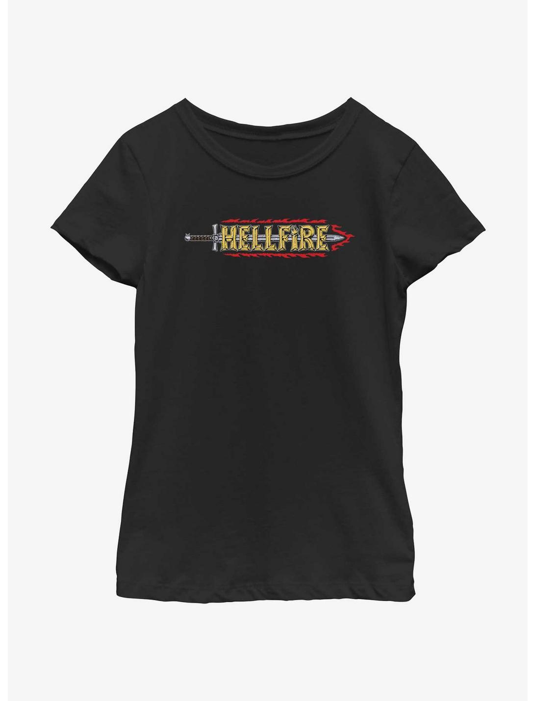 Stranger Things Hellfire Sword Logo Youth Girls T-Shirt, BLACK, hi-res