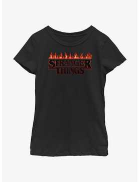Stranger Things Logo On Fire Youth Girls T-Shirt, , hi-res