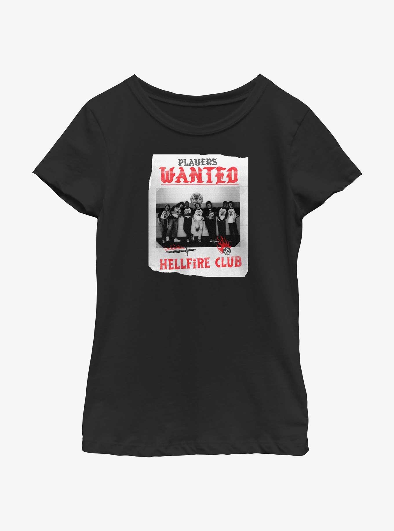 Stranger Things Hellfire Club Players Wanted Poster Youth Girls T-Shirt, , hi-res