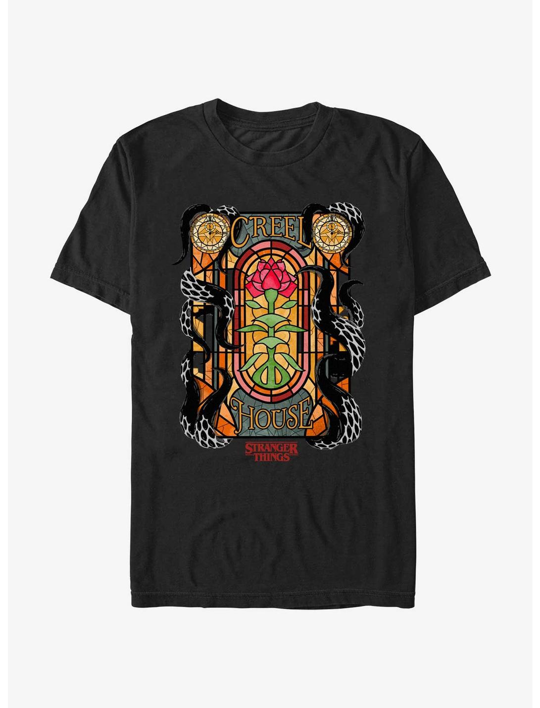 Stranger Things Creel House Stained Glass Door T-Shirt, BLACK, hi-res