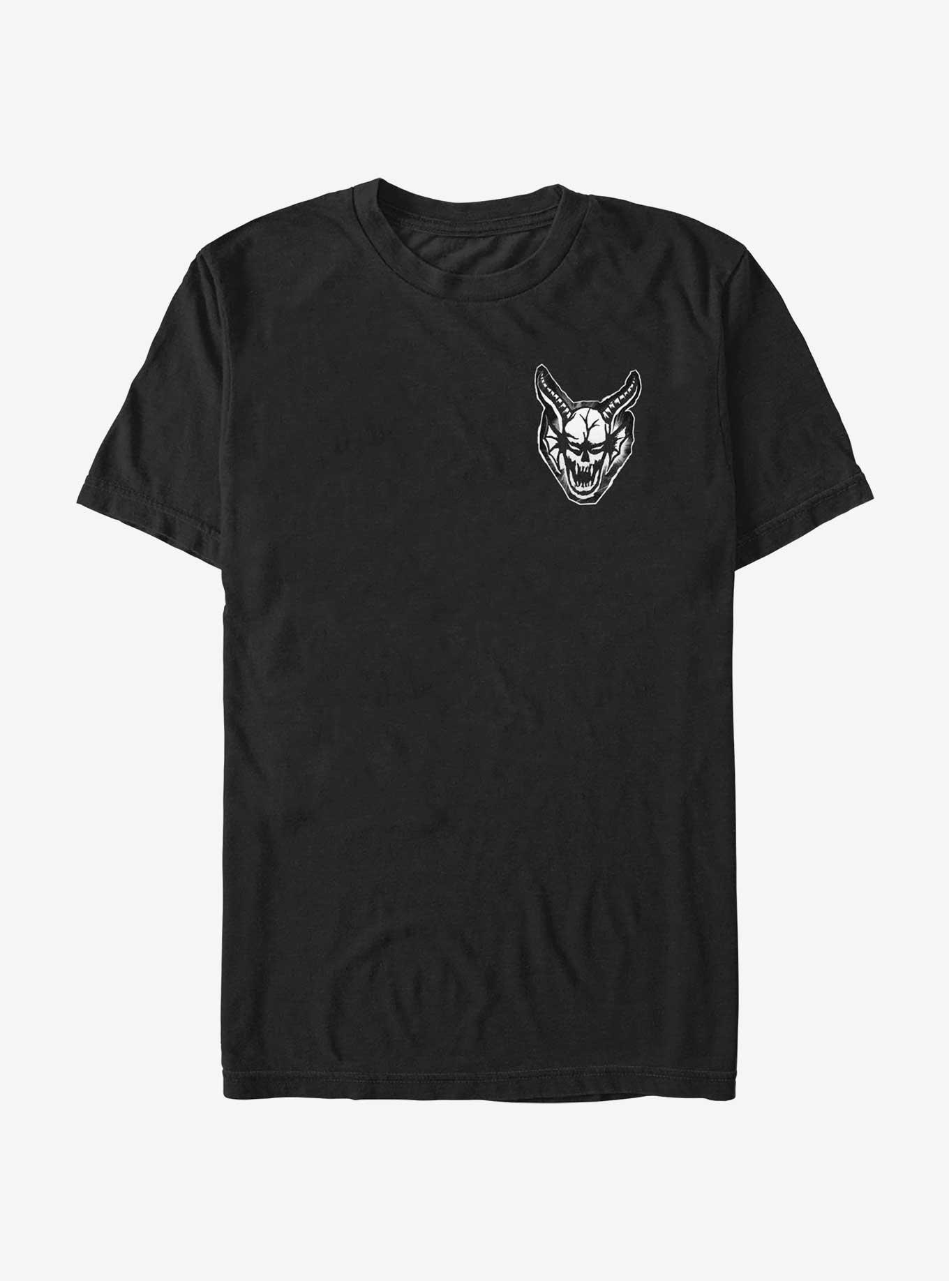 Stranger Things Cutout Demon Head Pocket T-Shirt, BLACK, hi-res