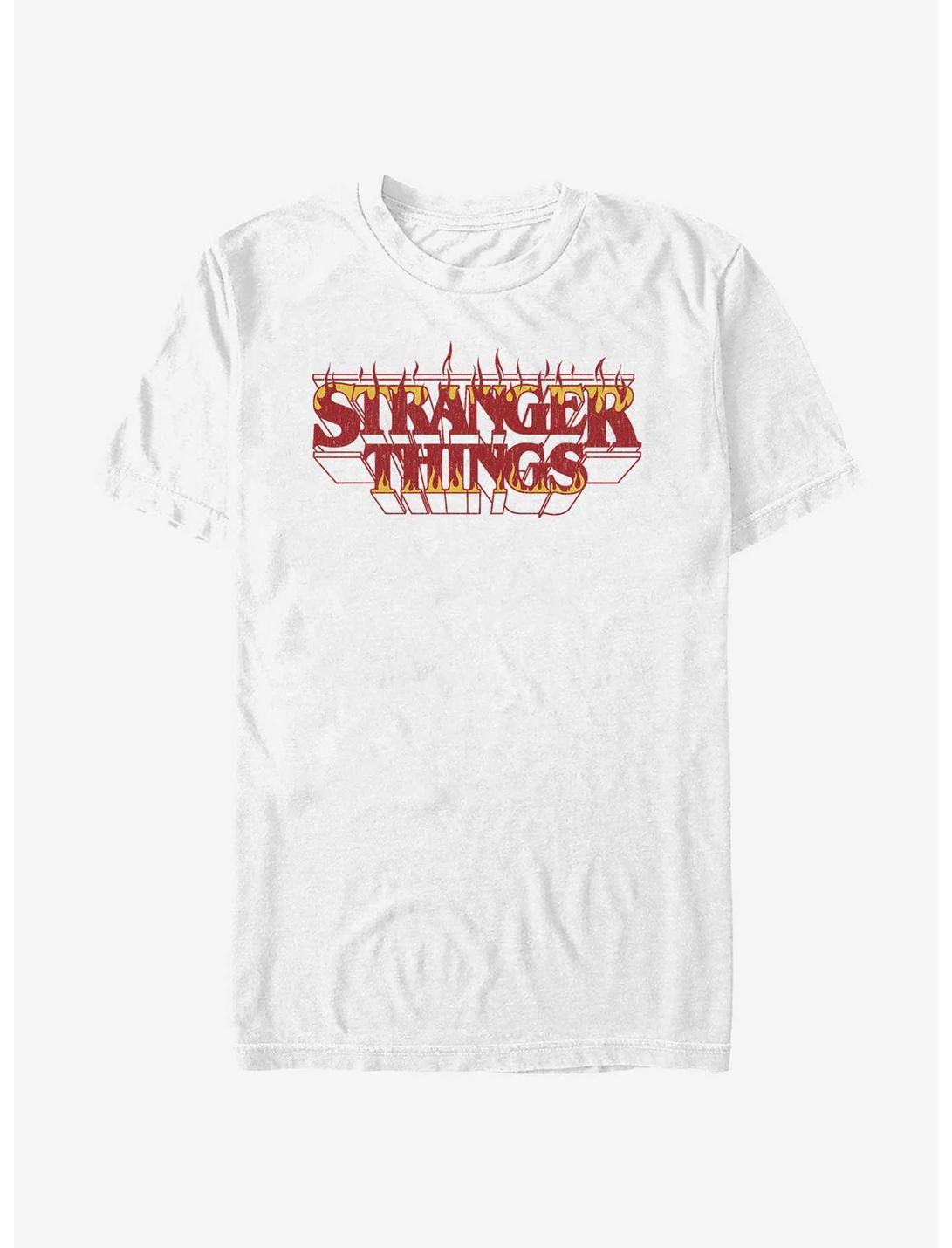 Stranger Things Fire Logo T-Shirt, WHITE, hi-res