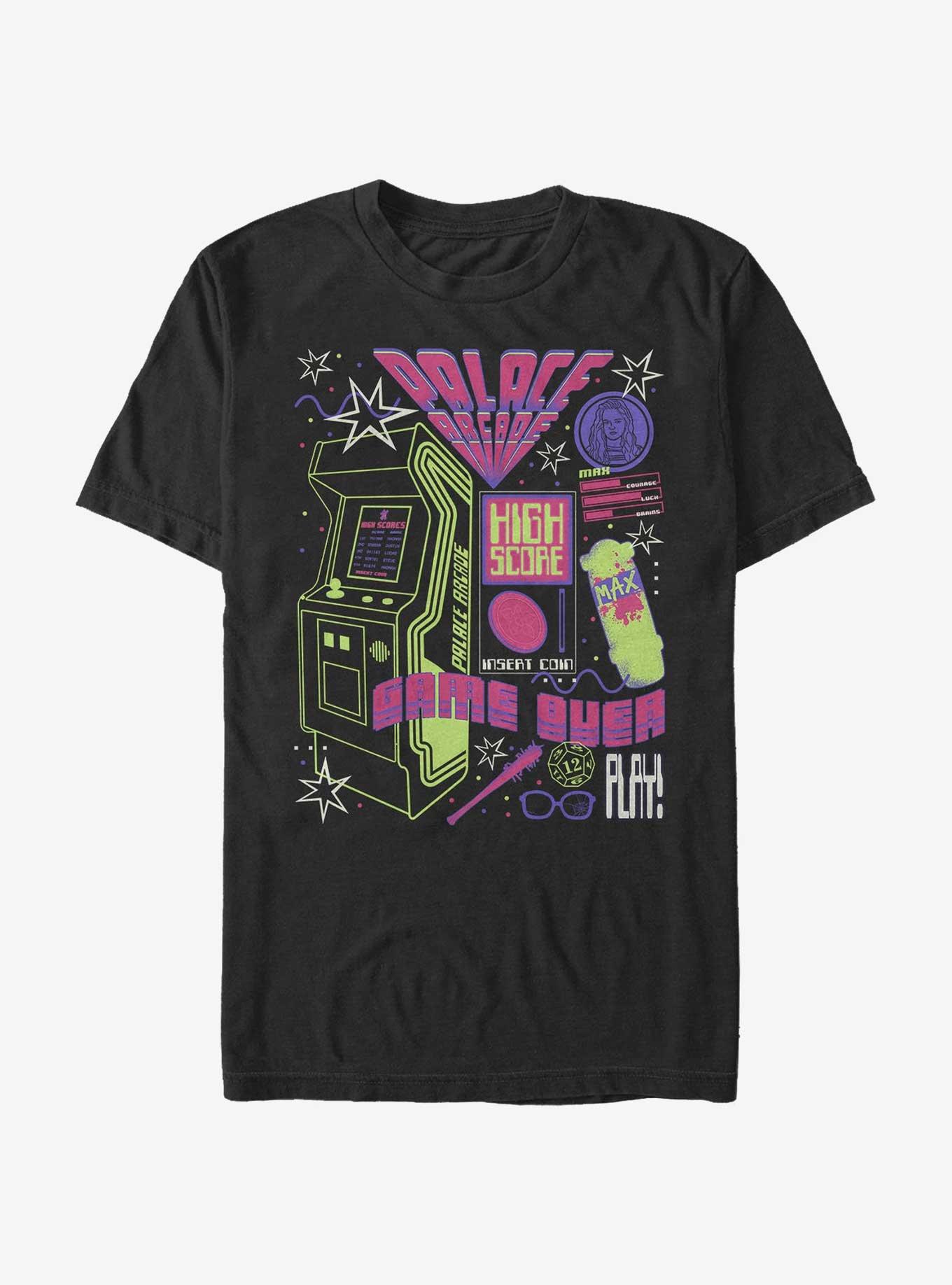 Stranger Things Neon Palace Arcade T-Shirt, BLACK, hi-res