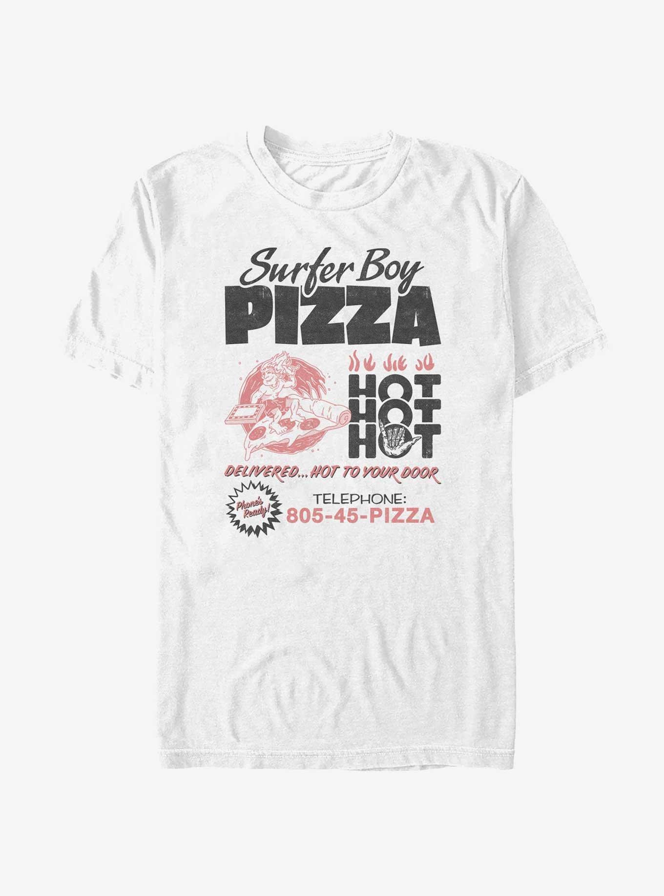 Stranger Things Surfer Boy Pizza Flyer T-Shirt, WHITE, hi-res