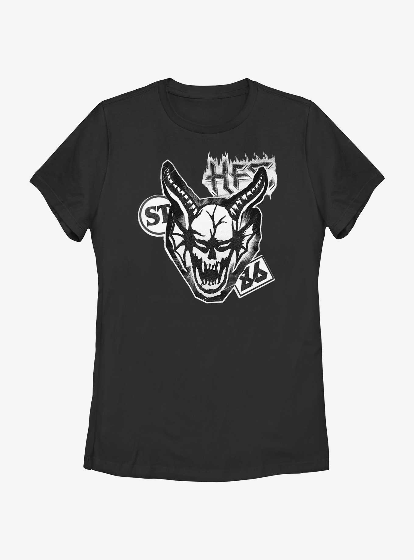 Stranger Things Cutout Hellfire Demon Womens T-Shirt, BLACK, hi-res