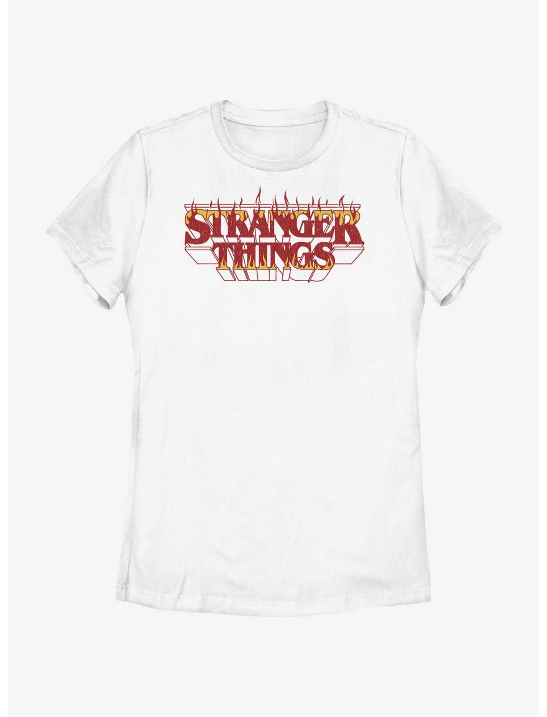 Stranger Things Fire Logo Womens T-Shirt, WHITE, hi-res