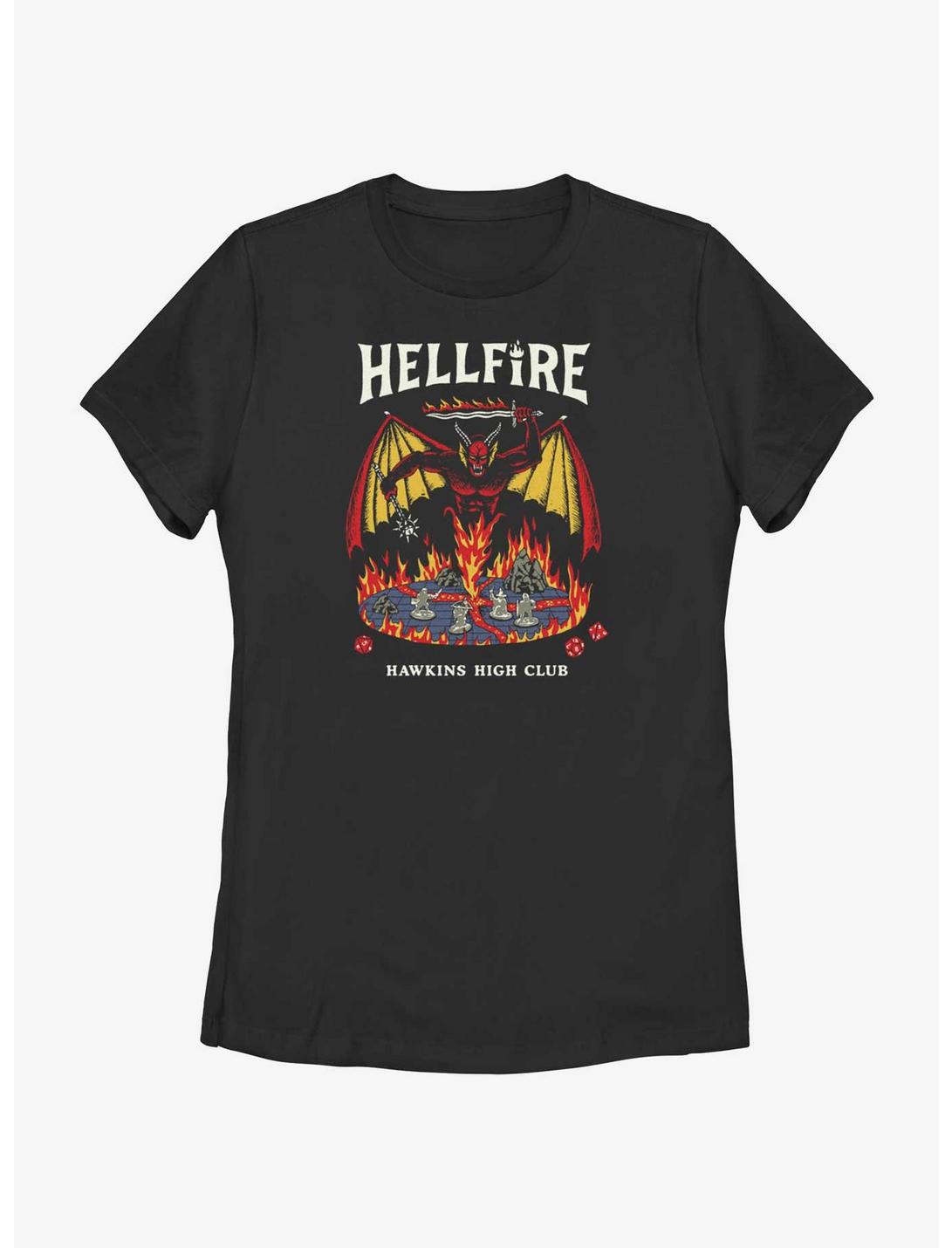 Stranger Things Hellfire Hawkins High Club Womens T-Shirt, BLACK, hi-res