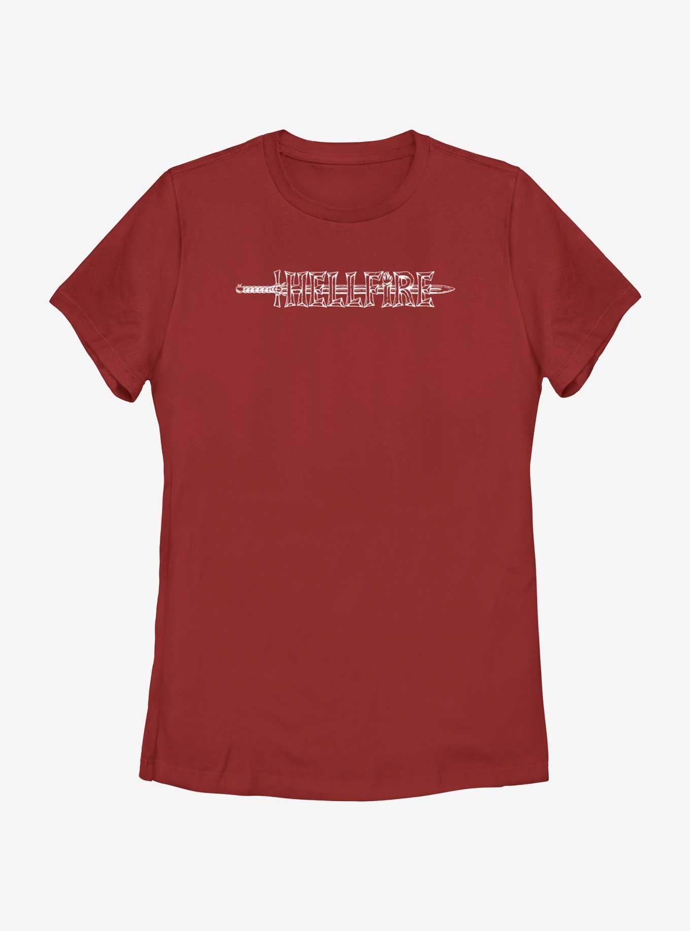 Stranger Things Hellfire Sword Logo Womens T-Shirt, RED, hi-res