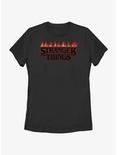 Stranger Things Logo On Fire Womens T-Shirt, BLACK, hi-res