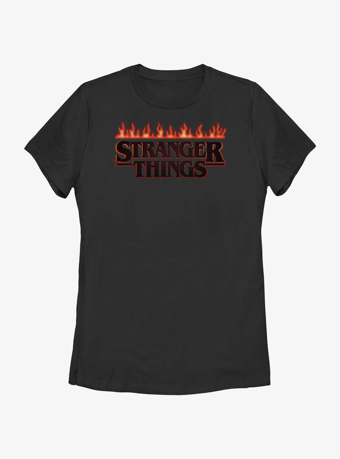 Stranger Things Logo On Fire Womens T-Shirt, , hi-res