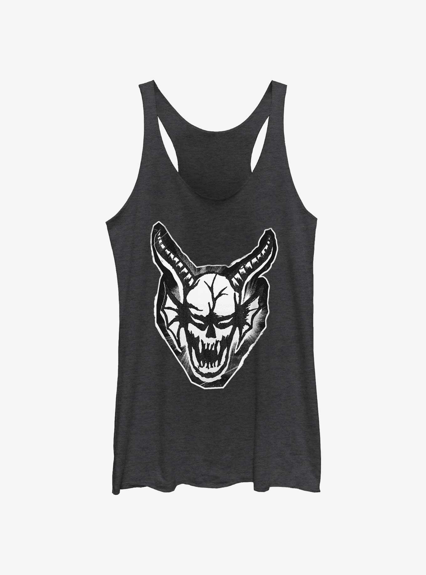 Stranger Things Cutout Demon Head Womens Tank Top, BLK HTR, hi-res