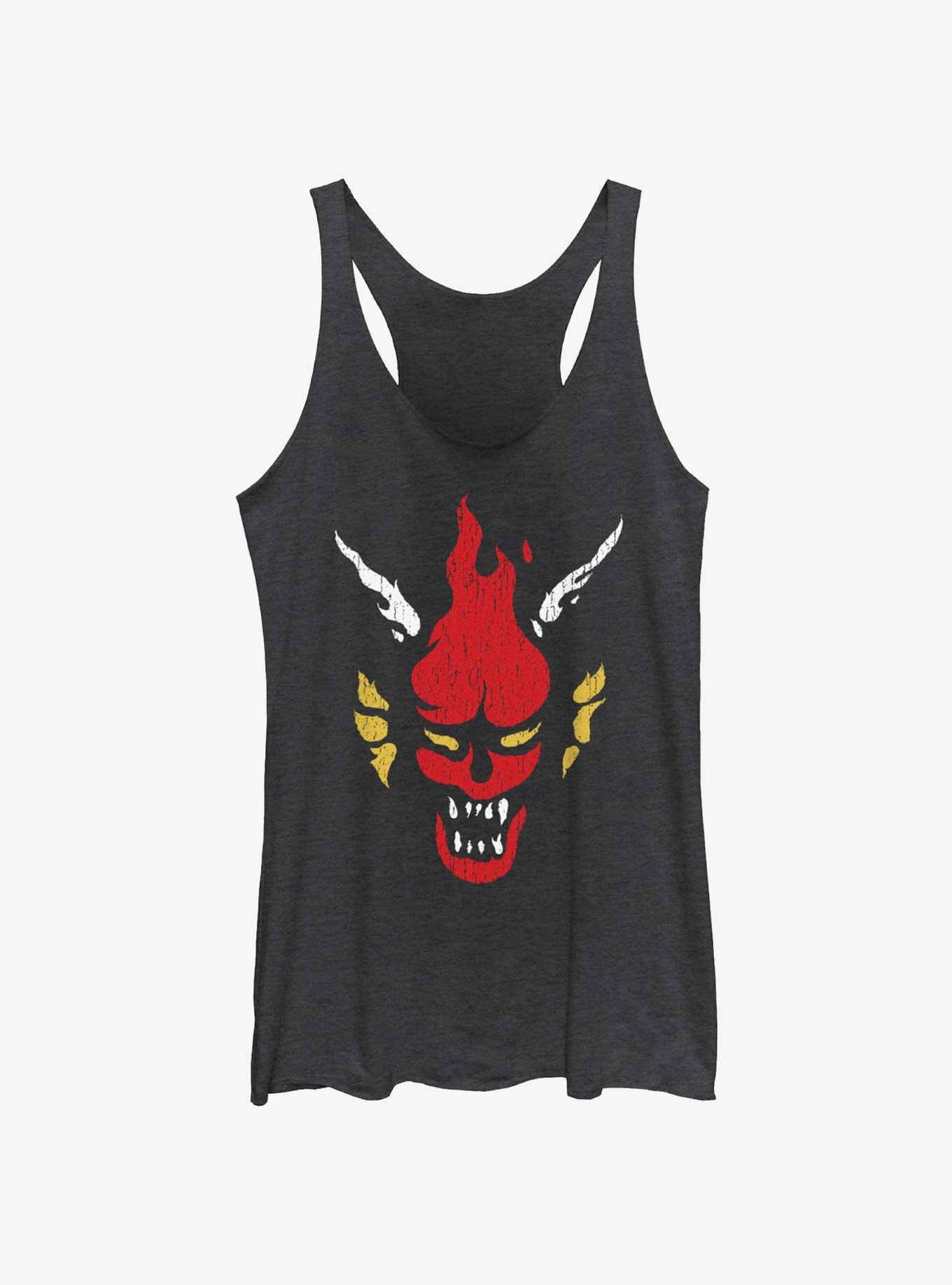 Stranger Things Demon Head Womens Tank Top, BLK HTR, hi-res