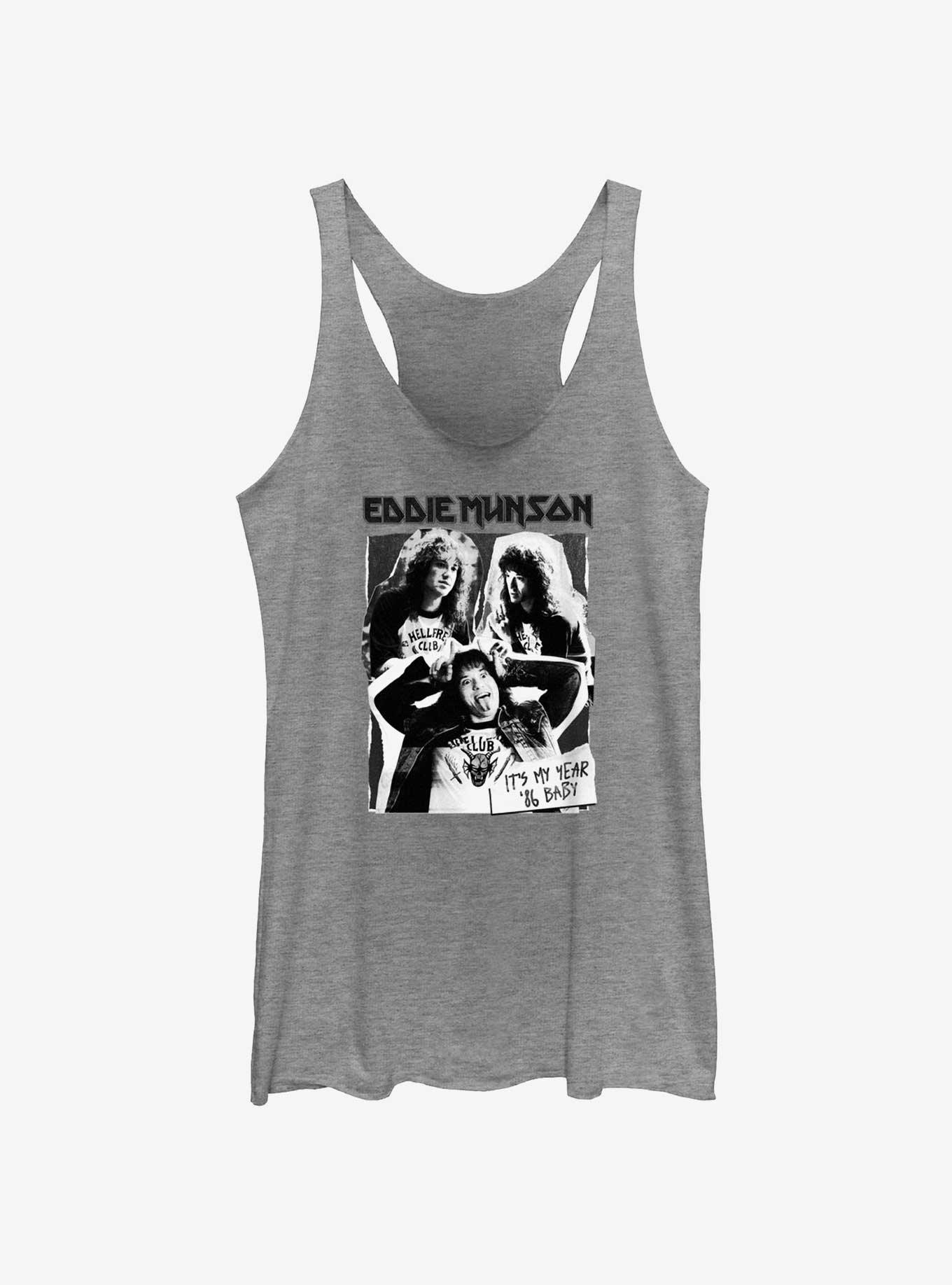 Stranger Things Eddie Munson Cutout Poster Womens Tank Top, GRAY HTR, hi-res