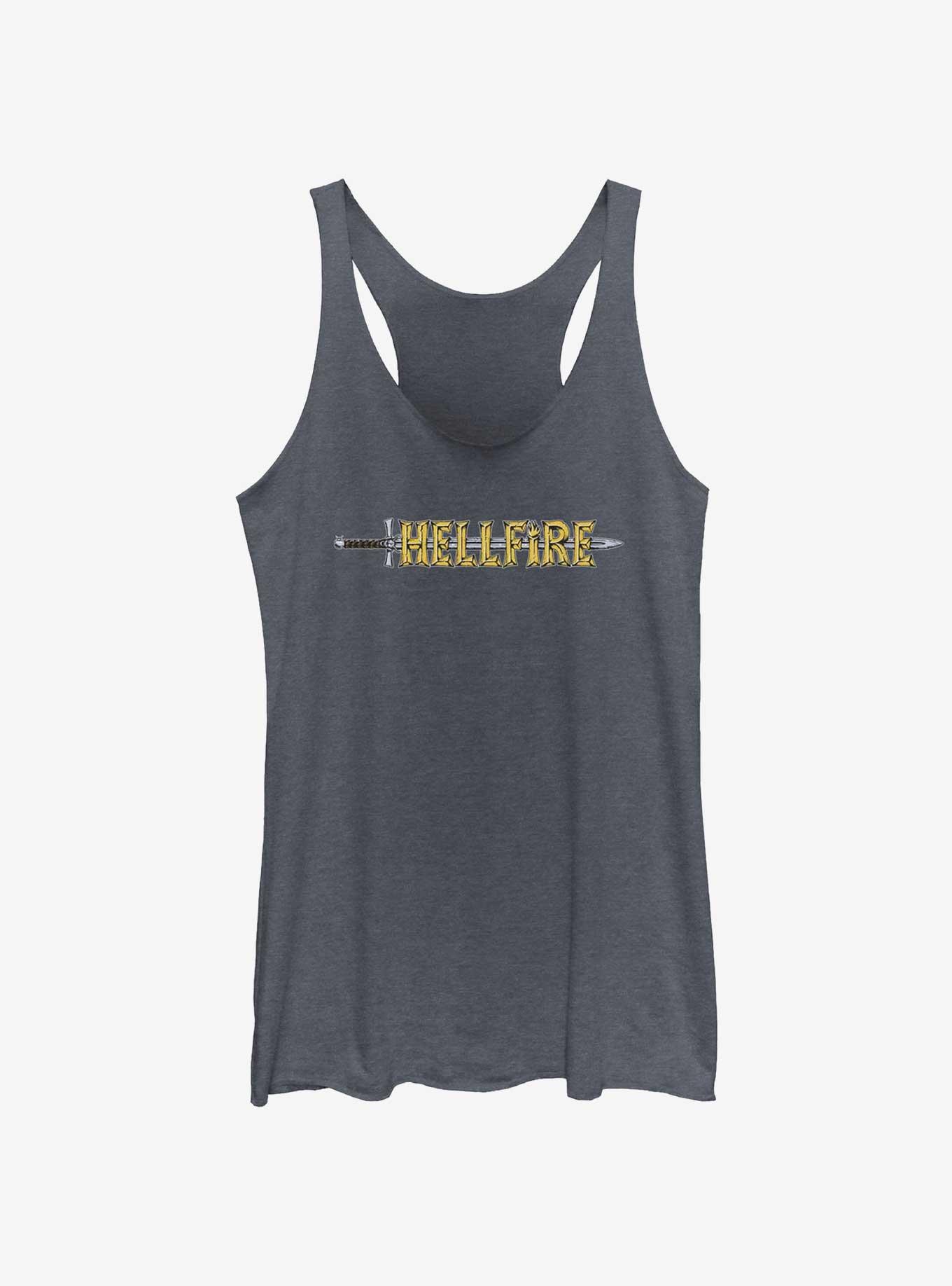 Stranger Things Hellfire Sword Logo Womens Tank Top, NAVY HTR, hi-res