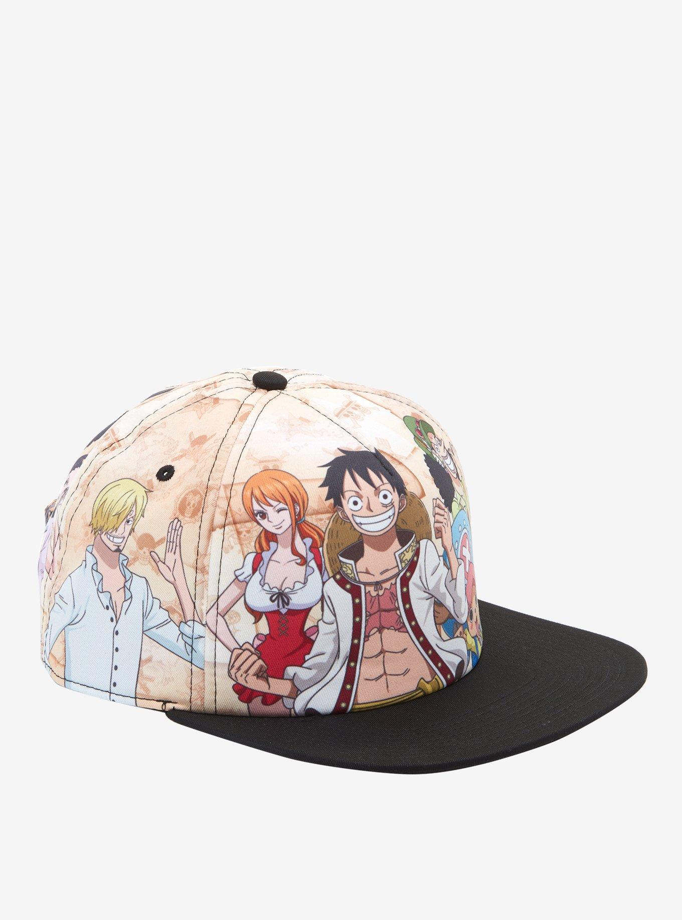 One Piece Straw Hats Map Snapback Hat Hot Topic