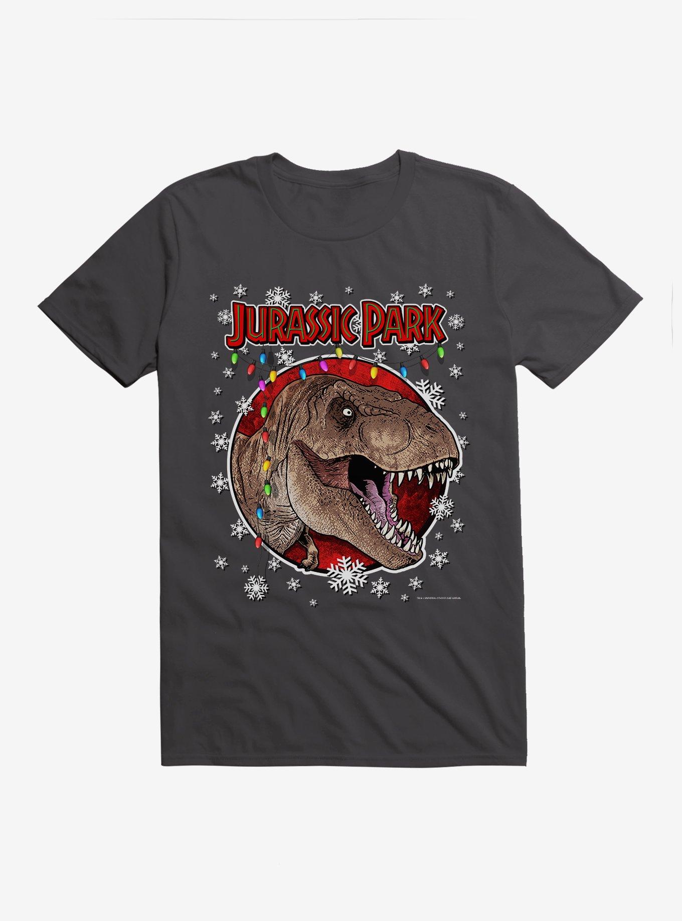 Jurassic Park Christmas Holiday T-Rex T-Shirt, HEAVY METAL, hi-res