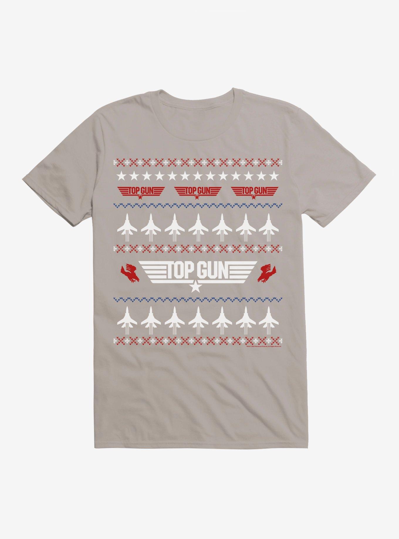 Top Gun Ugly Christmas Sweater Jets T-Shirt, LIGHT GREY, hi-res