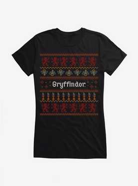 Harry Potter Gryffindor Ugly Christmas Pattern Girls T-Shirt, , hi-res