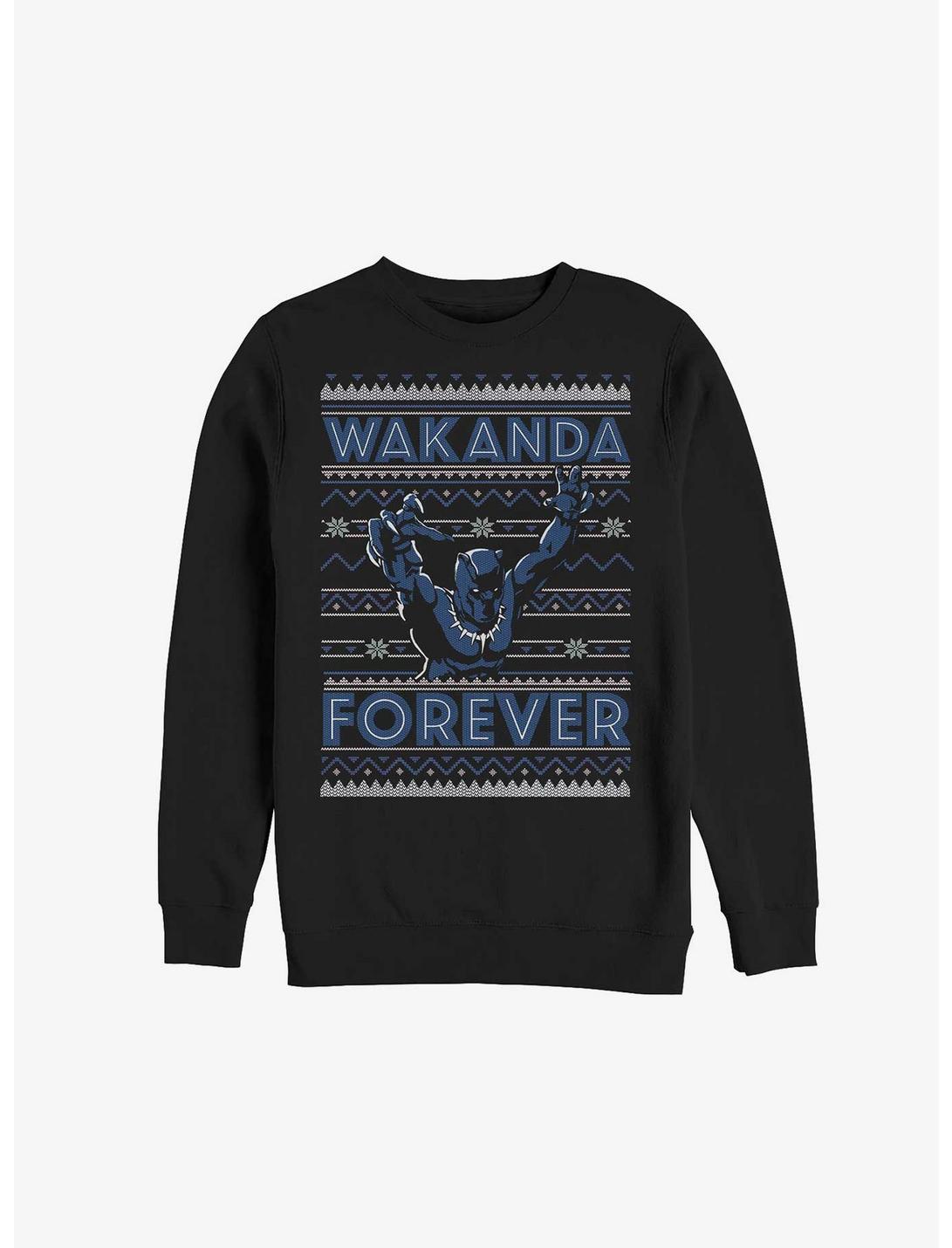 Marvel Black Panther Wakanda Forever Ugly Christmas Sweatshirt, BLACK, hi-res