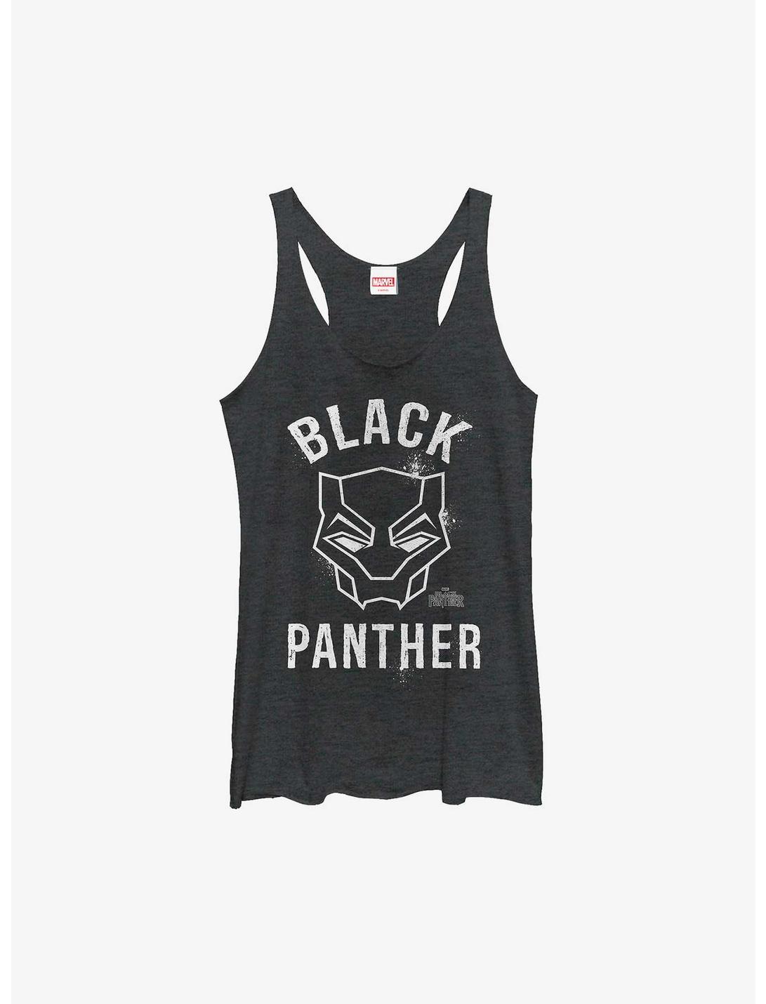 Marvel Black Panther Stencil Chalk Logo Womens Tank Top, BLK HTR, hi-res
