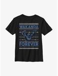 Marvel Black Panther Wakanda Forever Ugly Christmas Youth T-Shirt, BLACK, hi-res