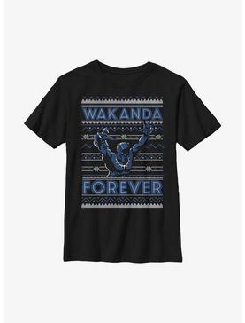 Marvel Black Panther Wakanda Forever Ugly Christmas Youth T-Shirt, , hi-res