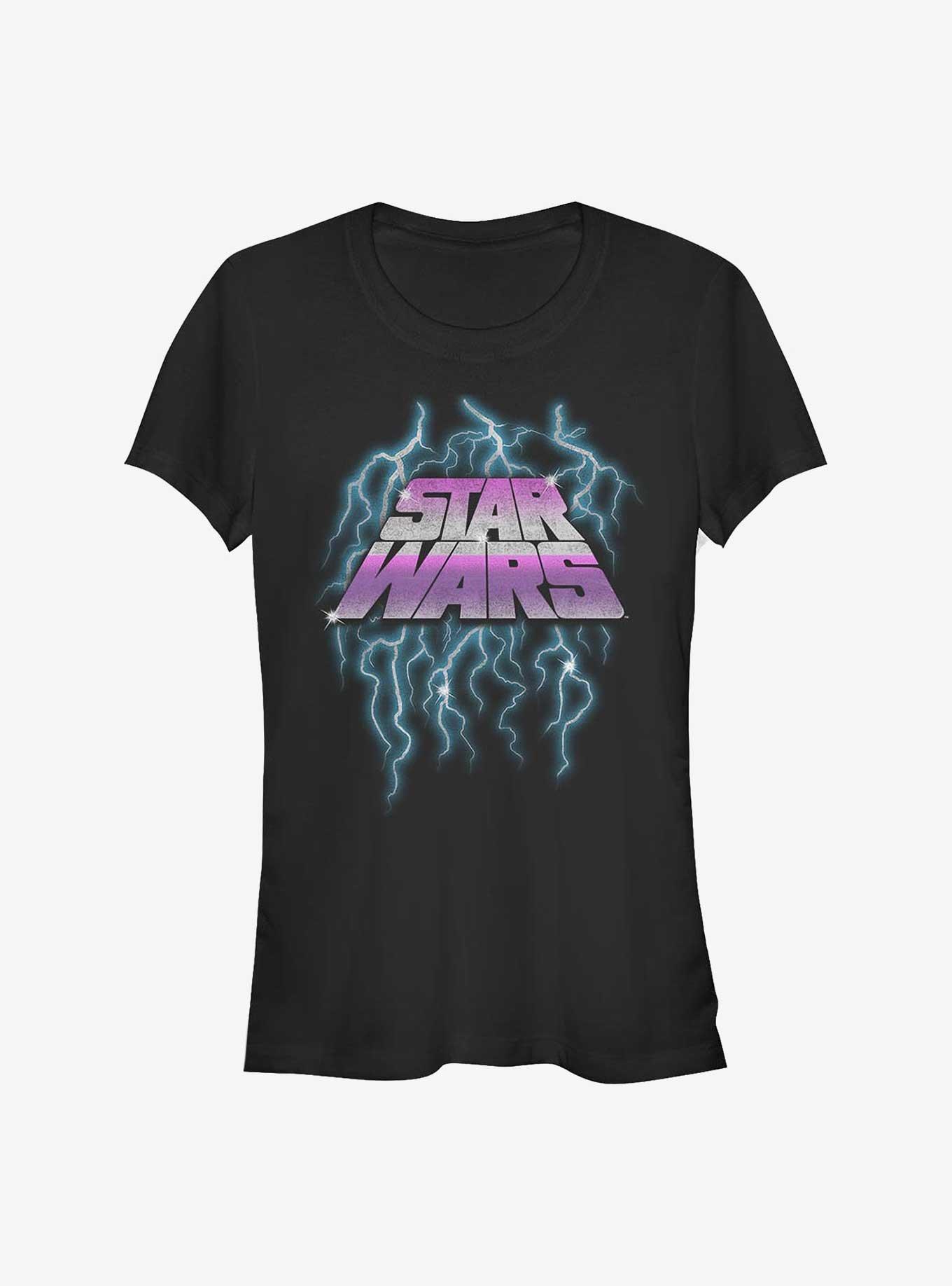 Star Wars Lightning Chrome Logo Girls T-Shirt, BLACK, hi-res