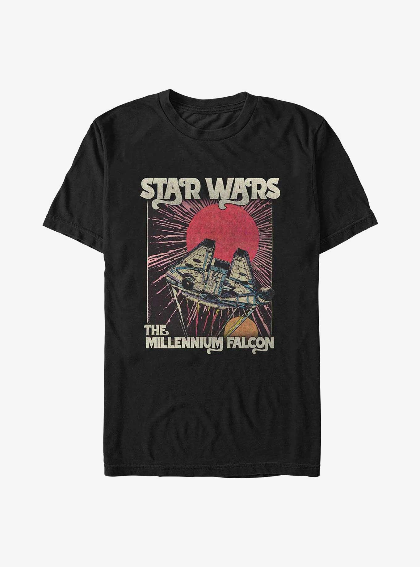 Star Wars Retro Millennium Falcon Poster T-Shirt, BLACK, hi-res