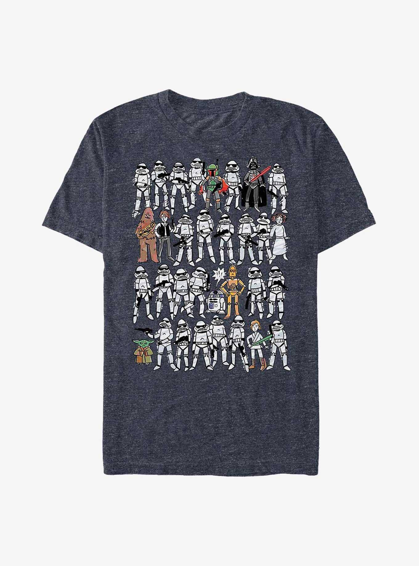 Star Wars Galaxy Fighters Sketch T-Shirt, NAVY HTR, hi-res